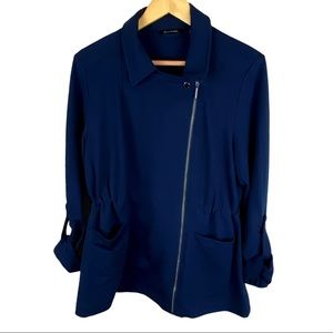 H by Halston Navy Anorak French Terry Knit Jacket